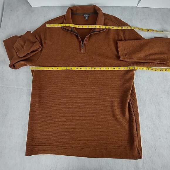 Van Heusen Mens Dark Orange Flex Long Sleeve 1/4 Zip Soft Sweater Size Large - Picture 7 of 13